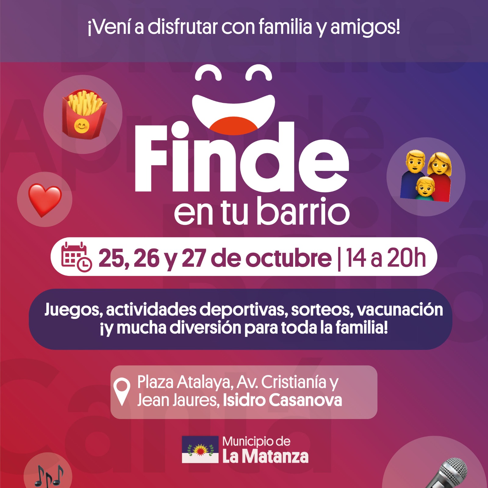 Con actividades gratuitas, Finde en tu barrio llega a Isidro Casanova